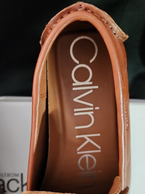 Calvin Klein Men\'s Tan Leather Slip-On Loafers with Silver Bit main image 15